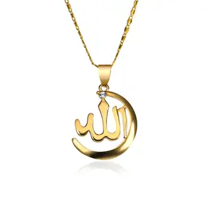 Kalung Agama 2020, Perhiasan 18K Lapis Emas Allah Islam Bulan Doa Islam Arab Allah