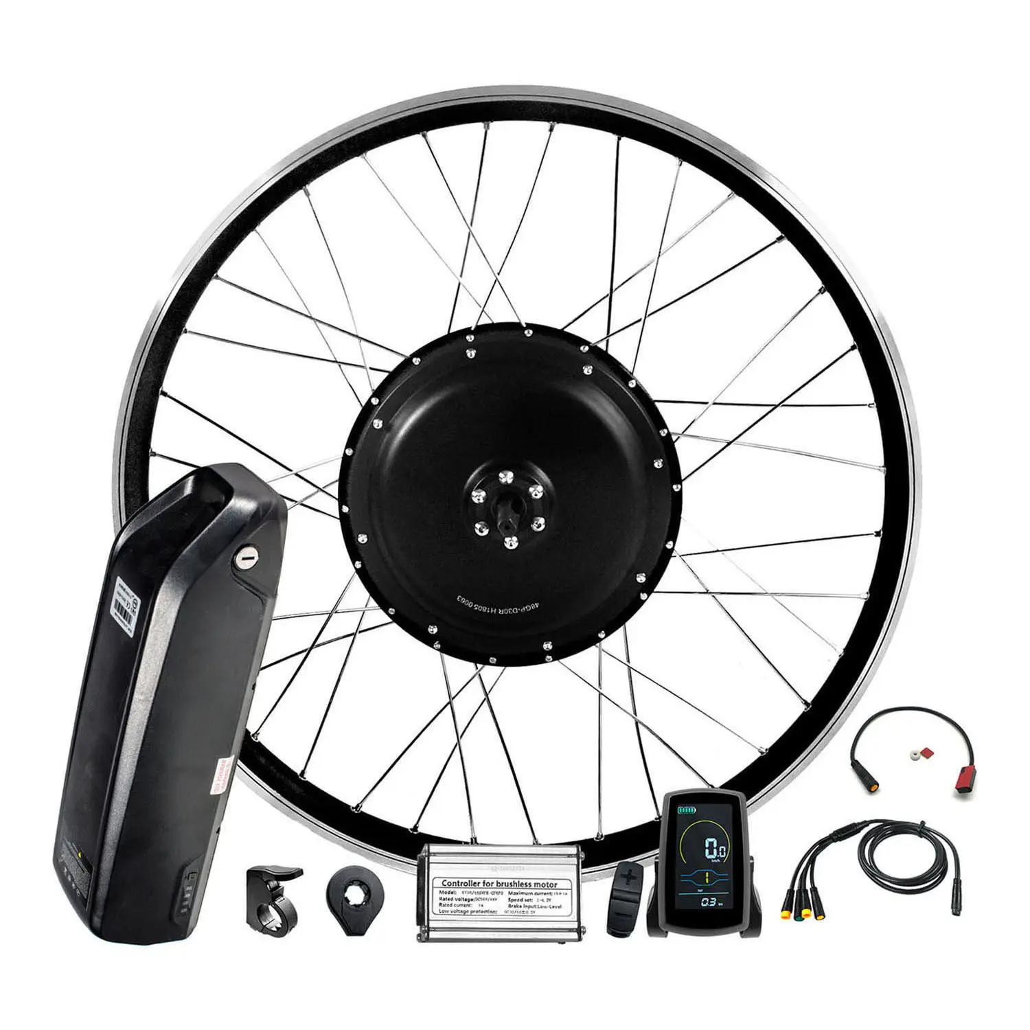 Kit de moteur de moyeu de vélo électrique, kit de conversion de vélo électrique avec batterie, 1000W, 2000W, 3000W