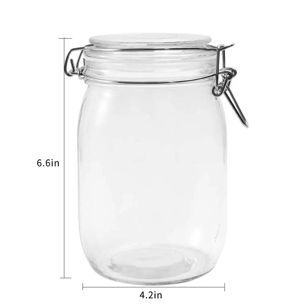 32OZ Vaso di Vetro 4 Pack con Airtight Gomma Guarnizione Coperchio Riutilizzabile Barattolo di Archiviazione per la Marmellata, Caffè, tè, Miele, Fagioli, Spezie e Più