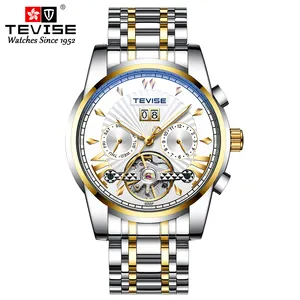 Wasserfeste OEM Edelstahl Armband Chronograph Mechanische Armbanduhr Luxus Ketten band Armbanduhr für Männer