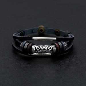 Punk Creux Gravé Tube Connexion <span class=keywords><strong>Bracelet</strong></span> Multi Couches <span class=keywords><strong>Bracelet</strong></span> <span class=keywords><strong>Bracelet</strong></span> <span class=keywords><strong>Bracelet</strong></span> En Cuir pour Hommes - Product Image 3