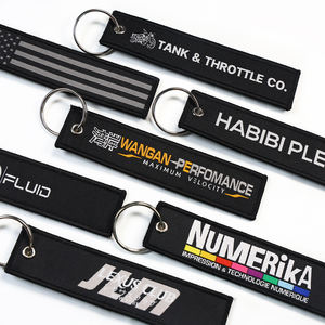 Llavero de tela personalizado con logo de letra, diseño a medida, slogan de advertencia, doble cara, colorido, tejido, suministro global - Product Image 4