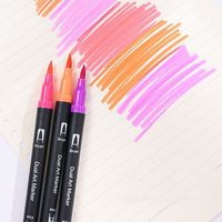 Rotuladores de Doble Punta a Base de Agua, No Tóxicos, Múltiples Colores, Pincel Suave, Kit de Dibujo Artístico, Marcadores de Acuarela para Niños, Principiantes y Estudiantes