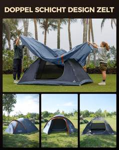 <span class=keywords><strong>Tente</strong></span> de randonnée spacieuse pour 4 personnes, <span class=keywords><strong>tente</strong></span> dôme imperméable PU3000mm, <span class=keywords><strong>tente</strong></span> de camping ultralégère pour les activités de plein air en 4 saisons - Product Image 4