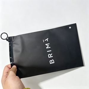 Frosted Black Semi‑Clear Plastic Zip Bag With Pull Ring Custom Logo & Size Clothing Accessory Packaging Pouch - Product Image 1