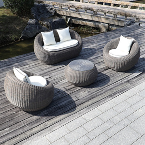 Sofás Modernos de Ratán <span class=keywords><strong>para</strong></span> Exteriores, Banco de Descanso con Sillones Tejidos, Juego de Sofás de Jardín con Cojines <span class=keywords><strong>para</strong></span> Sala de Estar, Patio, Hotel - Product Image 2