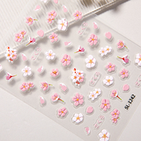 HONEY GIRL Nouveaux autocollants pour ongles en gel souple 3D, fleurs réelles, plastique français, autocollants pour ongles fins et colorés, décalcomanies florales professionnelles
