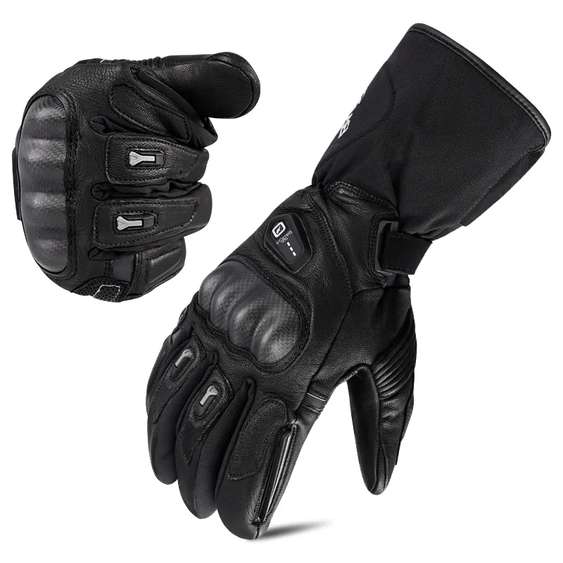 Touchscreen Custom Winter Long Five Finger Waterproof Sports Leather Heated Motorcycle Gloves