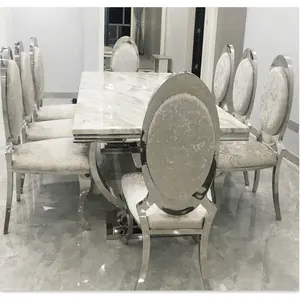 Ánh Sáng Sang Trọng Bằng Thép Không Gỉ Marble Top 2M/2.4M 8 Đến 10 Chỗ Ngồi Bàn Ăn