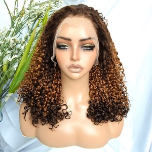 Perruques sans colle 4x4 HD Lace Closure en cheveux humains vierges brésiliens Remy, <span class=keywords><strong>noir</strong></span> naturel, bouclés, ondulés et volumineux - Product Image 1