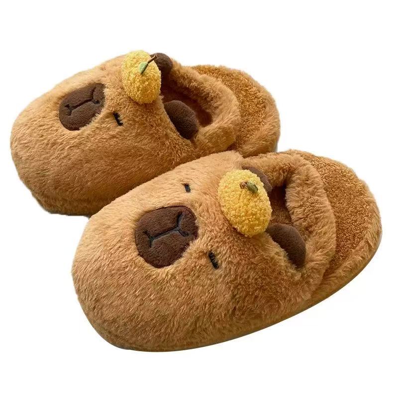 2025 Лидер продаж, милые детские домашние тапочки Capybara Capibaras Peluches, дышащие плюшевые тапочки, мягкие Нескользящие Детские Тапочки