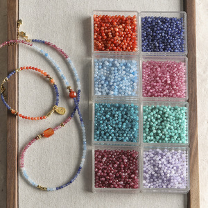 Wholesale Natural Round Cut Aquamarine <b>Garnet</b> Loose Beads, DIY <b>Bracelet</b> Necklace Handmade Jewelry Making Accessory Supplies - Product Image 1