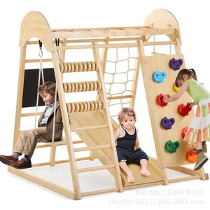 Estructura de Juego Multiusos de Madera Sólida para Interiores, Combinación de Columpio y Tobogán para Niños, Unisex - Product Image 5