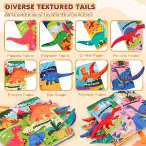Livres et jouets pour bébés de 0 à 6 à 12 mois, cadeaux pour bébés garçons, livres à toucher et à faire du bruit avec poupée dinosaure - Product Image 5