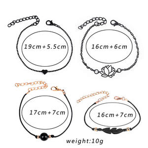 2021 della boemia Braccialetti Foglia Nodo <span class=keywords><strong>A</strong></span> <span class=keywords><strong>Mano</strong></span> Della Catena Del Polsino del Braccialetto di Fascino di Amore Lascia 4 PCs Set Del Braccialetto Delle Donne - Product Image 3