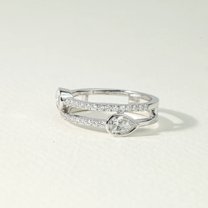 Elegante Anillo de Compromiso con Diamante de Laboratorio Toi Et Moi de 1.35 CT para Mujer, Corte Pera E VS, Diamante Creado en Laboratorio, Anillo de Boda Ajustable - Product Image 2