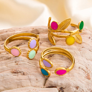 European American Style Daisy <b>Open</b> <b>Ring</b> Stainless Steel 18K Gold Plated Unisex Jewelry Gift - Product Image 2