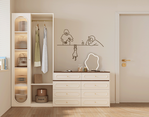 Ensemble intégré de commode et de coiffeuse de style vintage français en crème <span class=keywords><strong>avec</strong></span> tiroirs rétractables personnalisables - Product Image 3