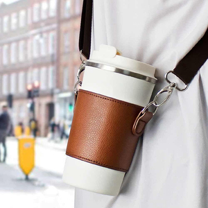Couvercle pour boissons, thé au lait <span class=keywords><strong>Porte</strong></span>-bouteille d'eau <span class=keywords><strong>Porte</strong></span>-manchon Suspendu en cuir Housses pour tasses à café Portefeuille à emporter <span class=keywords><strong>Porte</strong></span>-boisson - Product Image 3