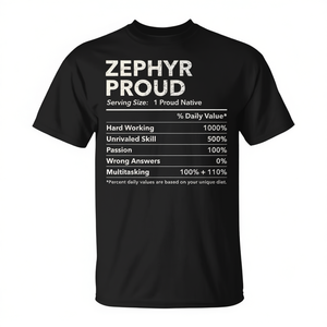 Camiseta Zephyr Proud Nutrition Facts, color negro, unisex, talla para adultos - Product Image 2