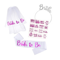 Kit de fournitures pour enterrement de vie de jeune fille sur le thème Nicro Bride to Be, comprenant un voile de mariée, un bandeau, une écharpe et un ensemble d'autocollants en or rose