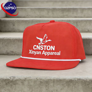 Casquette de baseball à 5 panneaux QZFSO avec logo brodé personnalisé, en polyester, avec corde, Gorras, haute qualité, visière plate, patch tissé, casquette snapback - Product Image 1
