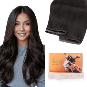 Wholesale Human Hair <strong>Weft</strong> Extensions Human Hair <strong>Invisible</strong> Genius <strong>Weft</strong> Hole Double <strong>Weft</strong> #2 Darkest Brown 16Inches 50g Mrshair - Product Image 6