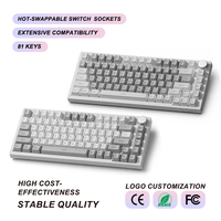 Keyboard Mekanik Berkabel 81 Tombol 75% AS Red HP Style Switch White Backlit Hot Swap Gasket USB C Tahan Air untuk PC