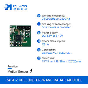 24 جيغاهرتز حجم شهادة دعم ومعلمة قابل للتعديل مم موجة رادار الحركة التعرف على وجود الإنسان في مفتاح الإضاءة - Product Image 2