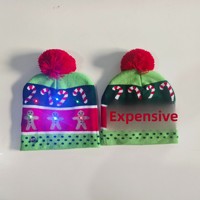 Cappelli Natalizi LED Luminosi con Pompon, Berretti Invernali Lavorati a Maglia per Adulti, Regali Promozionali per le Festività