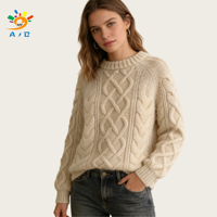 AJB Factory Vente en gros Pull pour femme d'hiver en viscose et polyester tricoté, motif Argyle, anti-plis, doux, texture laine, style décontracté et professionnel