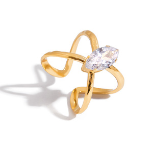 Anello Irregolare <span class=keywords><strong>in</strong></span> <span class=keywords><strong>Acciaio</strong></span> <span class=keywords><strong>Chirurgico</strong></span> 316L con Zirconia Cubica - Senza Nichel, Antiossidante, Gioielli da Matrimonio <span class=keywords><strong>in</strong></span> Oro 18K, Direttamente dalla Fabbrica - Product Image 4