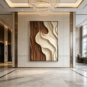 Sculpture abstraite minimaliste moderne, design <span class=keywords><strong>Art</strong></span> Déco, décoration murale en bois carré 3D, décoration murale en bois blanc - Product Image 1