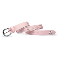 Ceinture de femme style Western en similicuir rose, décorée de clous, perles et rivets métalliques, avec boucle ardillon à accent étoile métallique