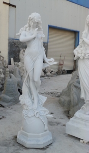 Statues de jardin extérieures décoratives en <span class=keywords><strong>marbre</strong></span> blanc grandeur nature quatre saisons <span class=keywords><strong>femme</strong></span> dame grandes sculptures - Product Image 6