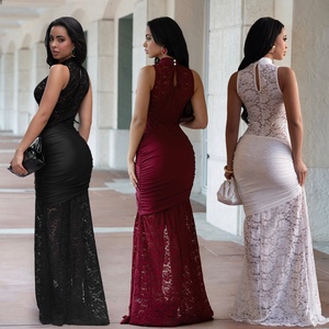 C7641 Nuevo Vestido Maxi <span class=keywords><strong>de</strong></span> Fiesta Sexy para Mujer, <span class=keywords><strong>de</strong></span> Encaje Calado, Ajustado, con Abertura Lateral, Sin Mangas y Sin Espalda, Colección Verano 2026 - Product Image 2