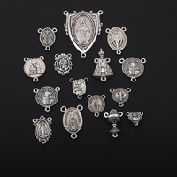 Accesorios de Joyería Católica, Colgante DIY de Aleación de Zinc, Cadena de Bambú, Conector de Rosario Triangular Religioso, Venta al Por Mayor