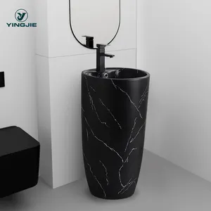 Factory artistic ceramic bathroom marble unique pedestal sinks free standing wash basin