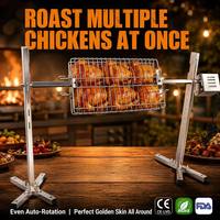 Support de rôtissoire démontable en acier inoxydable 304, 129 cm, moteur 15W, rotation automatique pour agneau et cochon entiers, CE-EMC CE-LVD, économie de transport