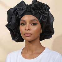 Gorro de satén largo para el cabello, para trenzas y cabello largo, ajustable, de seda, para dormir, con correas retorcidas, gorro de cuidado del cabello para mujer