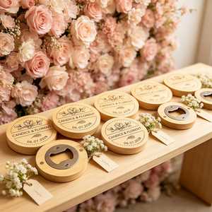 Ouvre-bouteilles en bois gravé personnalisable, tire-bouchon magnétique, souvenir de mariage pour les invités - Product Image 3
