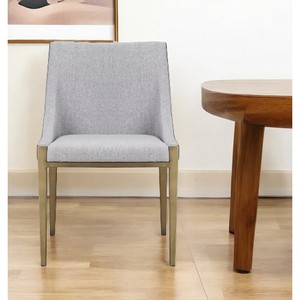 HMS contemporaneo grigio e ottone imbottito sedia laterale leggera casa ufficio e Bar mobili per uso soggiorno - Product Image 1