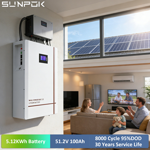 Batería de fosfato de hierro y litio SUNPOK <span class=keywords><strong>ESS</strong></span> 51.2V <span class=keywords><strong>5Kwh</strong></span> 100Ah, sistema solar de 48V, batería de litio Lifepo4 de 100Ah para el hogar - Product Image 1