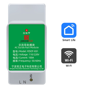 Analyseur de puissance électrique intelligent Peacefai Smart Life APP WiFi IoT <span class=keywords><strong>6</strong></span> en <span class=keywords><strong>1</strong></span>, wattmètre, ampèremètre, monophasé, compteur Kwh, compteur d'énergie sur rail DIN - Product Image 1