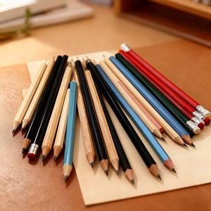 Cadeau promotionnel pour école de commerce, logo personnalisé imprimé, mini crayon en bois en gros, 2Hb - Product Image 1