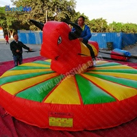 Château gonflable interactif pour enfants : Taureau de rodéo bungee, jeu sportif de tirage et d'équitation
