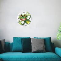 Design grenouille moderne MDF horloge murale mouvement à quartz affichage numérique avec aiguille décoration de la maison boîte à face unique emballée