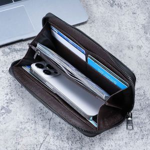 Cartera de Mano de Lona y PU para Hombre, Gran Capacidad, Múltiples Ranuras para Tarjetas, con Cierre Largo y Función Antirrobo - Product Image 4