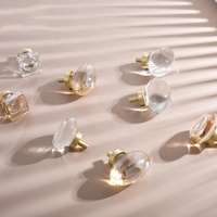Cajón de cocina o dormitorio, cajón de diseño de oliva transparente, perilla dorada ovalada de cristal, HARDWARE KOSIN para el hogar