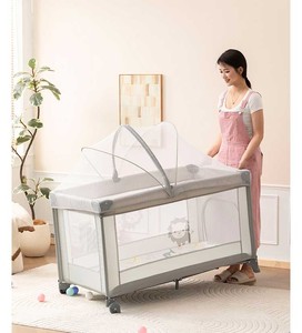 Bán Buôn Có Thể Gập Lại Xách Tay Bé Cũi Trẻ Em Kid Hàng Rào Bé Trò Chơi Lan can Giường Du Lịch Cũi Bé Playard Với Cửa Bên - Product Image 3